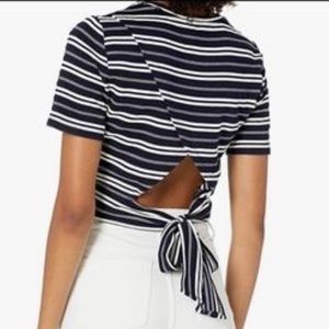 Club Monaco cropped stripped tie shirt size M